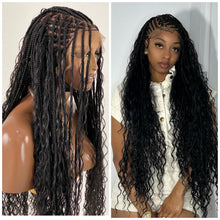 Load image into Gallery viewer, Crush Bohemian Cornrow Braided Wig, Swiss Full Lace, Black Color, Waist Length, Standard Density.