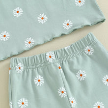 Load image into Gallery viewer, Toddler Kids Girl 2Pcs Summer Outfit Ruffle Short Sleeve Floral Flowers Print Top + Bell Bottom Pants Set Clothes