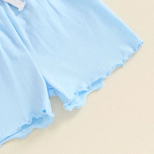 Load image into Gallery viewer, Baby Toddler Kids Girls 2Pcs Short Sleeve Crew Neck Ruffle Sleeve Top with Elastic Waist Shorts Outfit Set
