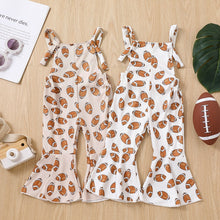 Load image into Gallery viewer, Baby Toddler Girl Jumpsuit Football Print Romper Bell Bottom Tank Romper