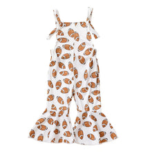 Load image into Gallery viewer, Baby Toddler Girl Jumpsuit Football Print Romper Bell Bottom Tank Romper