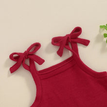 Load image into Gallery viewer, Baby Girl 2Pcs Outfits Knit Solid Color Sleeveless Cami Tank Top Tie with Elastic Waist Shorts Outfit Set