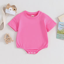 Load image into Gallery viewer, Baby Girls Boys Bubble Romper Short Sleeve Oversized Solid Color Basic Summer Clothes Bodysuit
