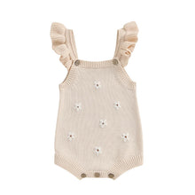 Load image into Gallery viewer, Baby Toddler Girls Knitted Romper Spring Summer Ruffles Floral Embroidery Flowers Jumpsuits Playsuits Clothes