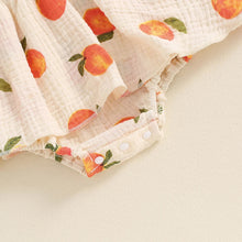 Load image into Gallery viewer, Baby Girls 2Pcs Summer Romper Dress Sleeveless Peach Print Cami Tank Playsuit with Headband Set
