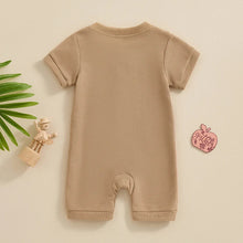 Load image into Gallery viewer, Baby Boy Girl Jumpsuit Summer Short Sleeve Solid Color Waffle Button Romper Playsuit