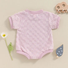 Load image into Gallery viewer, Baby Boys Girls Bodysuit Short Sleeve Crew Neck Checkerboard Summer Playsuit Romper