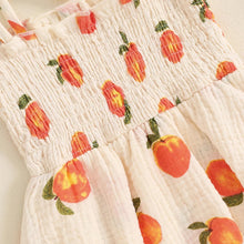 Load image into Gallery viewer, Baby Girls 2Pcs Summer Romper Dress Sleeveless Peach Print Cami Tank Playsuit with Headband Set