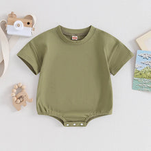 Load image into Gallery viewer, Baby Girls Boys Bubble Romper Short Sleeve Oversized Solid Color Basic Summer Clothes Bodysuit