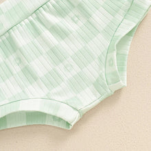 Load image into Gallery viewer, Baby Toddler Girls 2Pcs Summer Set Short Sleeve Checkerboard Flower Print Top Shorts Bloomers Outfit