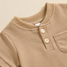 Load image into Gallery viewer, Baby Boy Girl Jumpsuit Summer Short Sleeve Solid Color Waffle Button Romper Playsuit