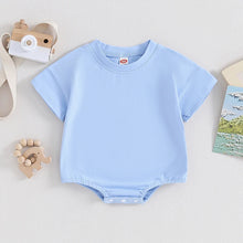 Load image into Gallery viewer, Baby Girls Boys Bubble Romper Short Sleeve Oversized Solid Color Basic Summer Clothes Bodysuit