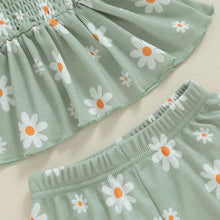 Load image into Gallery viewer, Baby Toddler Girls 3Pcs Outfit Sleeveless Daisy Flower Print Baby Doll Tank Top Shorts Headband Set
