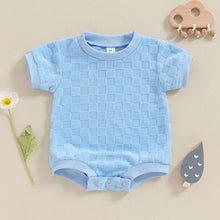 Load image into Gallery viewer, Baby Boys Girls Bodysuit Short Sleeve Crew Neck Checkerboard Summer Playsuit Romper