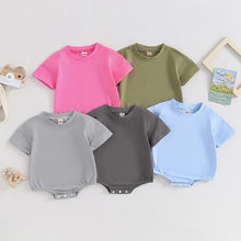 Load image into Gallery viewer, Baby Girls Boys Bubble Romper Short Sleeve Oversized Solid Color Basic Summer Clothes Bodysuit