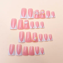 Cargar imagen en el visor de la galería, RIICFDD Press On Nails Medium Pink Duck Bow Butterfly 24 Pcs
