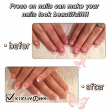 Cargar imagen en el visor de la galería, RIICFDD Press On Nails Medium Pink Duck Bow Butterfly 24 Pcs
