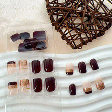 Cargar imagen en el visor de la galería, Brown Press On Nails Short Square Glitter Nude Brown Full Cover 24 Pcs