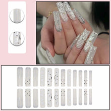 Cargar imagen en el visor de la galería, Gifiky Long Square Press-On Nails 24Pcs Gray Glitter Marble Fake Nails Women