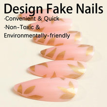 Cargar imagen en el visor de la galería, GRITOSE 24 Pcs Fall Maple Leaves Almond Medium Pink Matte Press On Nails