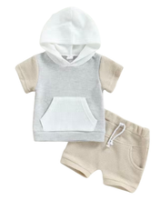 Load image into Gallery viewer, Neutral Color Block Hoodie Set

