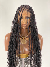 Load image into Gallery viewer, Crush Bohemian Cornrow Braided Wig, Swiss Full Lace, Black Color, Waist Length, Standard Density.
