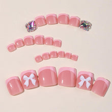 Cargar imagen en el visor de la galería, ZIFANHU 24 Pcs 3D Bow Texture Acrylic False Toenails Color V11 Rhinestones
