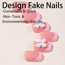 Cargar imagen en el visor de la galería, ZIFANHU 24 Pcs 3D Bow Texture Acrylic False Toenails Color V11 Rhinestones
