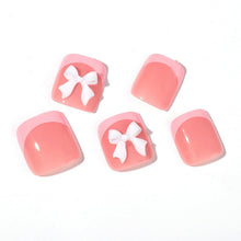 Cargar imagen en el visor de la galería, ZIFANHU 24 Pcs 3D Bow Texture Acrylic False Toenails Color V11 Rhinestones
