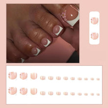 Cargar imagen en el visor de la galería, ZIFANHU 24 Pcs White French Press On Toenails Pink Flower Design Plastic
