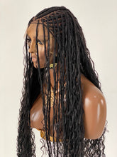 Load image into Gallery viewer, Crush Bohemian Cornrow Braided Wig, Swiss Full Lace, Black Color, Waist Length, Standard Density.

