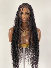 Load image into Gallery viewer, Crush Bohemian Cornrow Braided Wig, Swiss Full Lace, Black Color, Waist Length, Standard Density.

