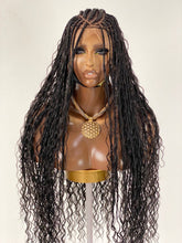 Load image into Gallery viewer, Crush Bohemian Cornrow Braided Wig, Swiss Full Lace, Black Color, Waist Length, Standard Density.
