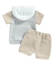 Load image into Gallery viewer, Neutral Color Block Hoodie Set
