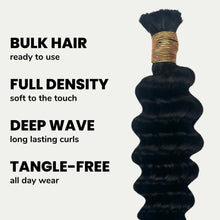 Cargar imagen en el visor de la galería, Jet Black Deep Wave Bulk 100% Human Braiding Hair
