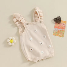 Load image into Gallery viewer, Baby Toddler Girls Knitted Romper Spring Summer Ruffles Floral Embroidery Flowers Jumpsuits Playsuits Clothes
