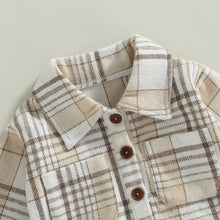 Load image into Gallery viewer, Plaid Baby Boy Long Sleeve Button Vintage Romper With Pocket
