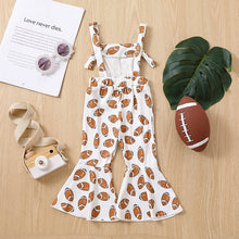 Load image into Gallery viewer, Baby Toddler Girl Jumpsuit Football Print Romper Bell Bottom Tank Romper
