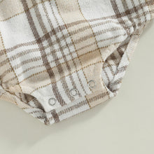 Load image into Gallery viewer, Plaid Baby Boy Long Sleeve Button Vintage Romper With Pocket
