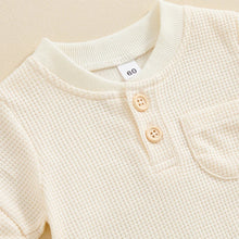 Load image into Gallery viewer, Baby Boy Girl Jumpsuit Summer Short Sleeve Solid Color Waffle Button Romper Playsuit
