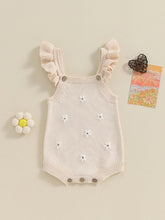 Load image into Gallery viewer, Baby Toddler Girls Knitted Romper Spring Summer Ruffles Floral Embroidery Flowers Jumpsuits Playsuits Clothes
