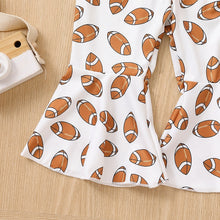 Load image into Gallery viewer, Baby Toddler Girl Jumpsuit Football Print Romper Bell Bottom Tank Romper
