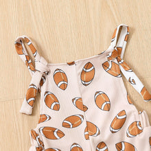 Load image into Gallery viewer, Baby Toddler Girl Jumpsuit Football Print Romper Bell Bottom Tank Romper
