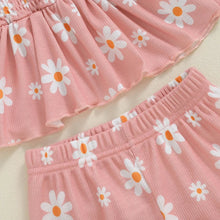 Load image into Gallery viewer, Baby Toddler Girls 3Pcs Outfit Sleeveless Daisy Flower Print Baby Doll Tank Top Shorts Headband Set

