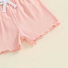 Load image into Gallery viewer, Baby Toddler Kids Girls 2Pcs Short Sleeve Crew Neck Ruffle Sleeve Top with Elastic Waist Shorts Outfit Set
