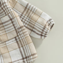 Load image into Gallery viewer, Plaid Baby Boy Long Sleeve Button Vintage Romper With Pocket
