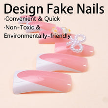 Cargar imagen en el visor de la galería, RIICFDD Press On Nails Medium Pink Duck Bow Butterfly 24 Pcs
