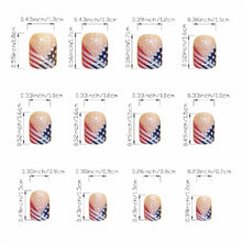 Cargar imagen en el visor de la galería, Independence Day Press On Nails Short Square USA Flag Patriotic Design
