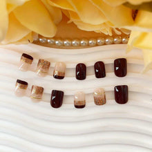 Cargar imagen en el visor de la galería, Brown Press On Nails Short Square Glitter Nude Brown Full Cover 24 Pcs

